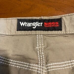 Wrangler Riggs Workwear Tan Utility Pants with White Stitching